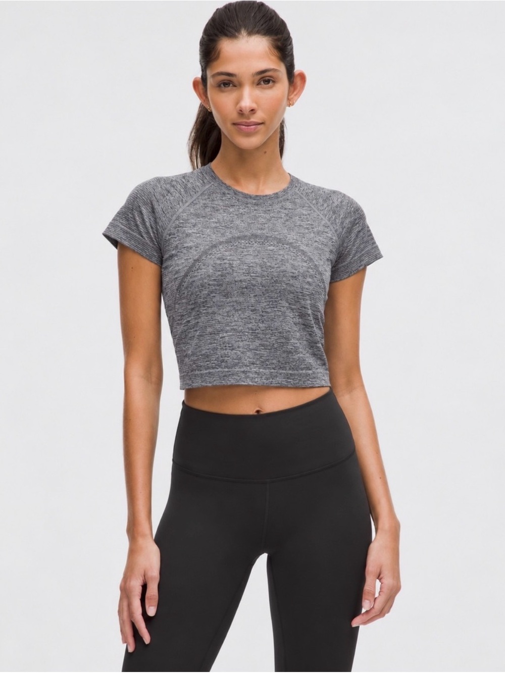 Lululemon Swiftly Tech Crop Top Heather Gray Size 2